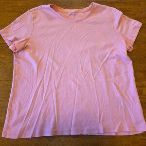 Women's Laura Scott Short Sleeve Shirt Pink XL Sporty Spring Relaxed Fit